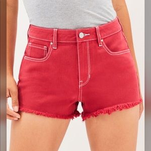 Pacsun High Waisted Denim Festival Shorts in Red, Size 28